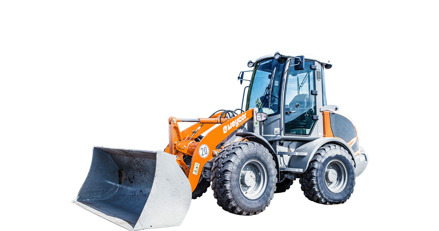 Freigestellter Weycor AR420 Radlader mit Schaufel